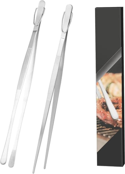 ByShane - Roestvrijstalen Keuken Tangen Set van 2 - 30 cm Met Kartelrand, Vleestangen & Keukentangen - Professioneel Kooktangen voor Koken, Grillen en Bakken