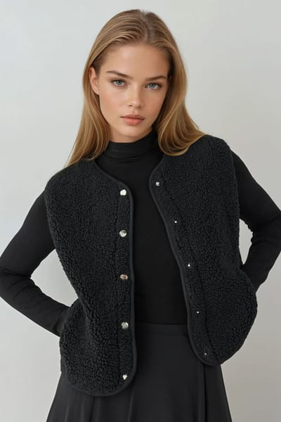Gestructureerd Crew Neck Mouwloos Vest