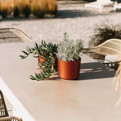 Set van 2 kunststof bloempotten, matte ronde sierpotten (ø 11 cm) voor interieur en tuin