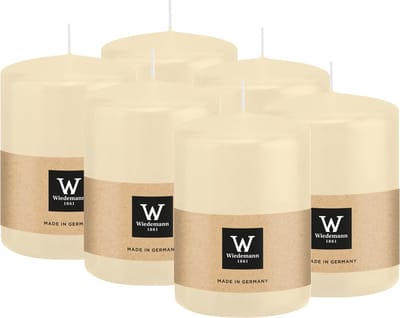Wiedemann Cilinderkaars/stompkaars - 6x - creme wit - 6 x 8 cm - 29 branduren - zuilkaarsen