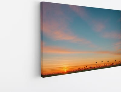 Saammp Canvas Schilderij - Landschap - Bloemenveld - Natuur - 45x30 - Foto op canvas - Wanddecoratie - Muurdecoratie Woonkamer - Slaapkamer decoratie - Canvas Print