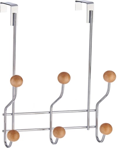 Berilo Deurkapstok - 6-haaks - L19 x H28 cm - metaal en hout - kapstok