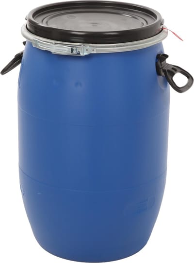 Kunststof ton 60 liter - klemdekselvat blauw zwart - Vat - Afvalton - Regenton