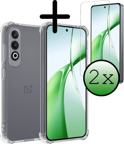 Hoesje Met Screenprotector - 2 Stuks - Geschikt voor OnePlus Nord CE4 - Sterk & Shockproof - Siliconen Case - Back Cover - Telefoon Hoes - Shock Proof - Transparant
