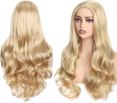 Wavy Synthetische Haarwig van 60 cm met Krullen voor Feest, Cosplay en Dagelijks Gebruik in Blond Ombre Kleur