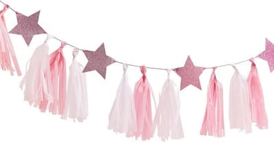 Ginger Ray - Pamper party roze tasselslinger met sterren - 2 meter