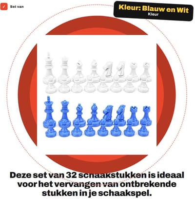 Dailygoods- Schaakstukken Lichtgewicht - 32 Stuks - Internationaal Schaken - Plastic - Draagbaar - Ruimtebesparend Ontwerp - Schaakset