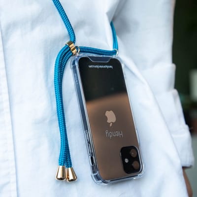 Hendy telefoonhoesje met koord - Classic - Petrol Blue  - iPhone 7 / 8 / SE (2DE GENERATIE)