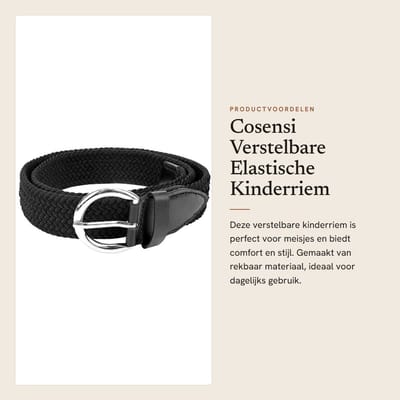 Dailygoods- Kinderriem Verstelbaar - Elastische Riem - Zwarte Riem - Geschikt voor Kinderen - Duurzaam Nylon - 90 cm Lengte