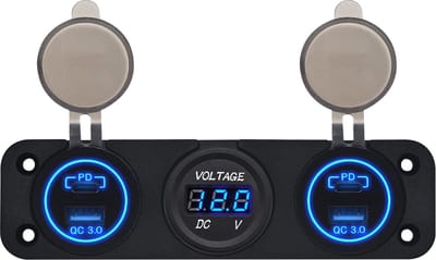 ProRide 12V USB Autolader 4 Poorten - QC3.0 - P19174 - Drievoudig inbouw met Voltmeter