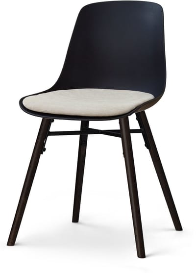 Nolon Nena-Liv Eetkamerstoel zwart met naturelbeige Zitkussen - zwart houten onderstel