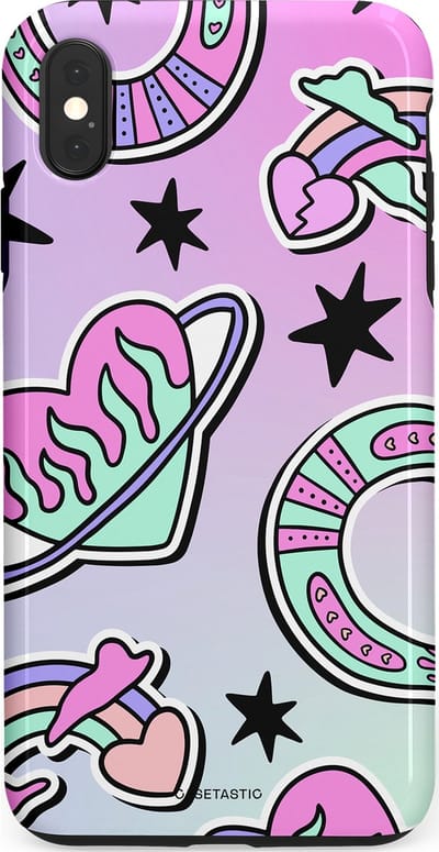 Casetastic Hoesje Geschikt voor Apple iPhone Xs Max - Stijlvolle Beschermende Duo-layer Case - Paarse Droomwereld
