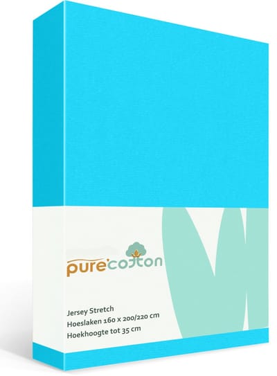 Hoeslaken 160x200 - Katoen jersey - Hoekhoogte 35cm - Elastiek rondom - Turquoise