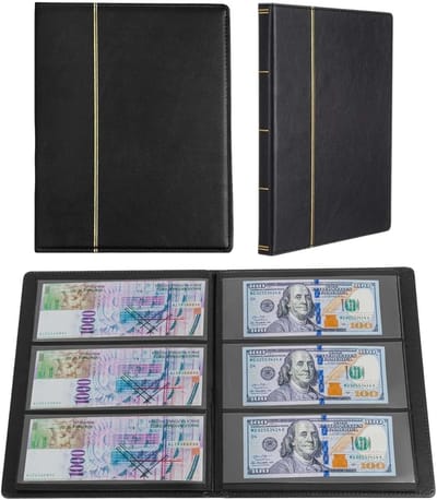 SnelShoppen - 60 Geldbewaarzakjes voor Verzamelaars: Album voor Bankbiljetten, Munten en Postzegels - Hoogwaardige Leer, PVC, Transparant, Ideaal voor