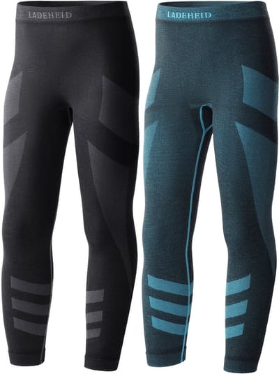 Ladeheid Thermobroek 2 Pack Set - Thermo ondergoed - Kinderen - Jongen - Meisjes – Grafiet/Turquoise – 122-128 - LA-LA40-KIDS-Pants-2B