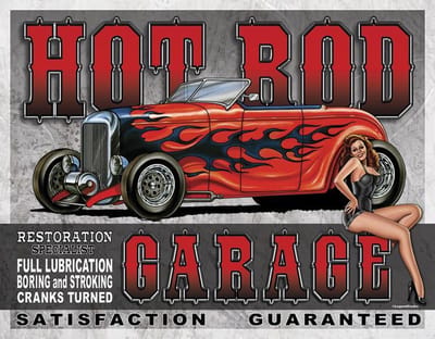 Signs-USA Legends Hot Rod Garage - retro wandbord - 40 x 30 cm