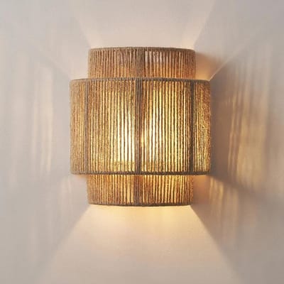 Rolu Wandlamp - Wandlamp Binnen – Wandlamp Kinderkamer – E27 – Max 60W - Handgeweven – Art Deco – Slaapkamer