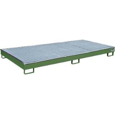 Bauer legbordbak RW-GR 2700-1 PE, met PE inzet en rooster, L 2665 x B 1315 x H 210 mm, gelakt, reseda groen RAL 6011