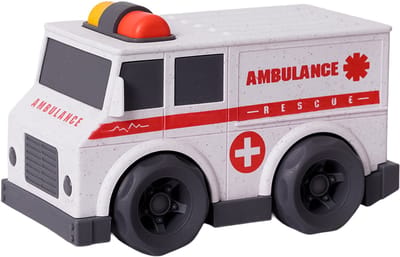 Speelgoedtopdeals - BIOplastic Blokwagen Ambulance - 15 cm - Duurzaam speelgoed