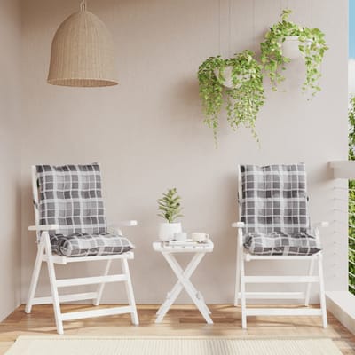 vidaXL - Stoelkussens - 2 - st - lage - rug - ruitpatroon - oxford - stof - grijs