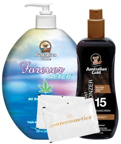Australian Gold SPF 15 Spraygel met bronzer + Forever After + 2 Verfrissingsdoekjes