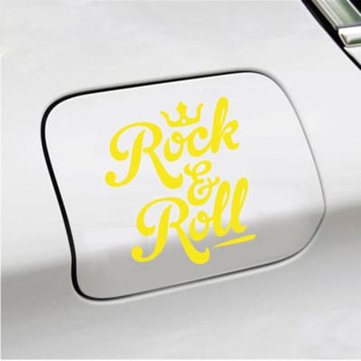 Bumpersticker - Rock & Roll - 11,3 X 13 - Geel