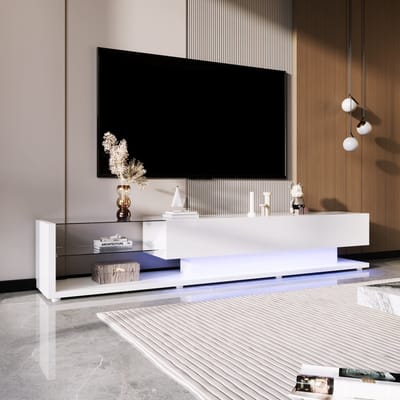 REDOM - TV-meubel - hoogglans afwerking - met lades - 170 x 36 x 38H(cm) Wit