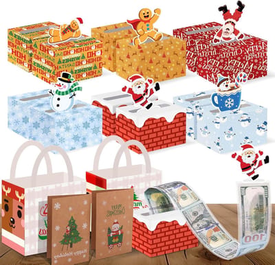 Spaarpotjes Set - Geldkistjes Cadeau - Verrassing Geven - 12 Stuks 6 Stijlen - Inclusief Kaarten - Transparant