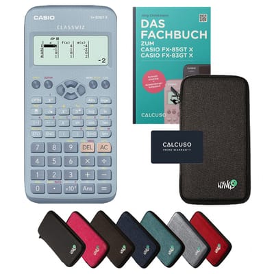 Casio fx-83GT X incl. beschermhoes Donkergrijs & vakboek (64 pagina's, DIN A5) – Wetenschappelijke rekenmachine – Smart Set
