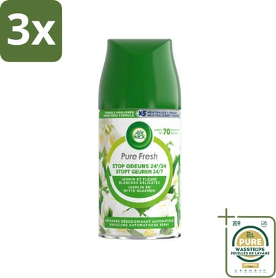 3 x Air Wick Freshmatic - Luchtverfrisser Navulling - Pure Jasmijn & Witte Bloemen - 250ml - Grootverpakking - Luchtverfrisser - Geurverspreider - Jasmijn Geur - Witte Bloemen Geur - Geurintensiteit