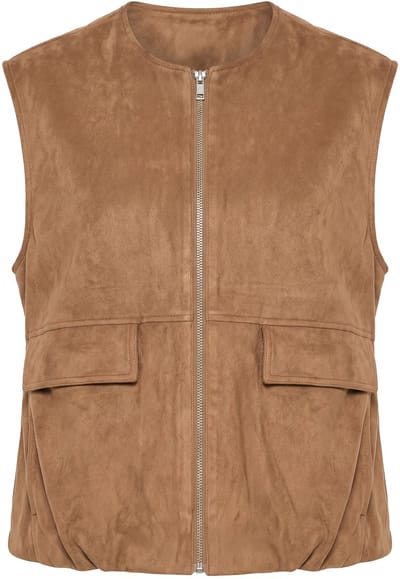 Studio Untold - Dames - Ballon-gilet wijd ballonmodel elastische zoom - Kameel - Maat 42+