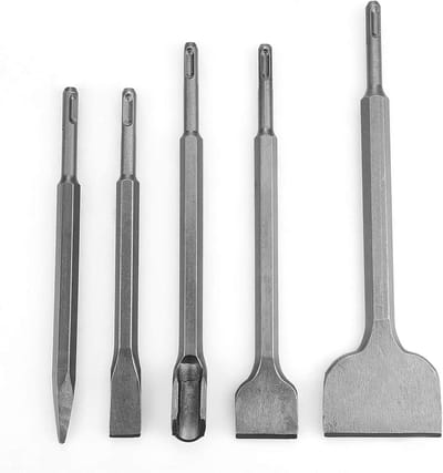 Beitelset SDS Plus - Breekbeitels Set - Beton Bewerken - Gehard Staal - 5 Stuks - Grijs