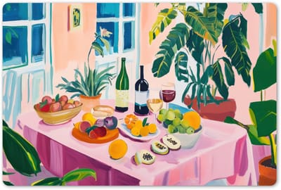 Placemats 45x30 cm - Placemat kunststof - 1 stuk - Tafel - Wijn - Fruit - Borden onderleggers - Decoratie voor op tafel - Keuken tafeldecoratie accessoires - Vinyl onderlegger - Tafelversiering