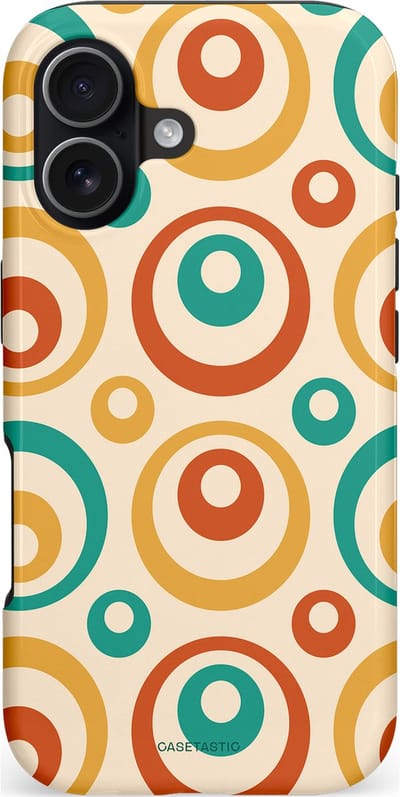 Casetastic hoesje geschikt voor Apple iPhone 17 - MagSafe - Dubbellaagse bescherming - Bolletjes boogie - Fashion Case - Crème Terracotta Goud Turquoise