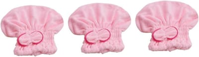 Haardroogkap Set - Douchemuts Sneldrogend - Haar Drogen - Superzacht Koraalfleece - 3 Stuks - Roze