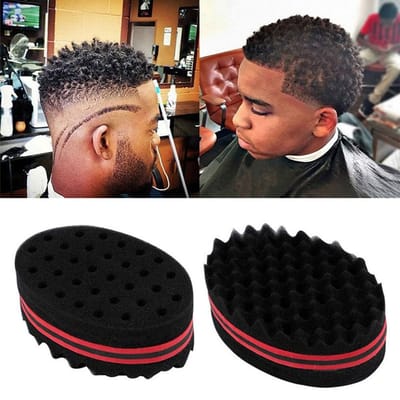 2 Pièces Éponge à Cheveux pour Boucles Hommes Femmes Enfants Coiffeur Brosse à Cheveux Éponge Locks Dreadlocks Twist Afro Boucle Frisée Vague Soins des Cheveux brown