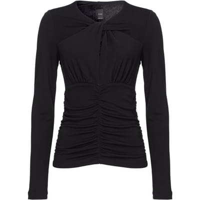 PINKO Martello Maglia Jersey Crepe Drappeggiato Black Maat: XS | Longsleeves Outlet | Dames | Zwart