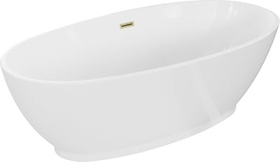 Mexen Bilbao vrijstaand bad 180 x 90 , wit, overloop goud geborsteld - 51311809000-55