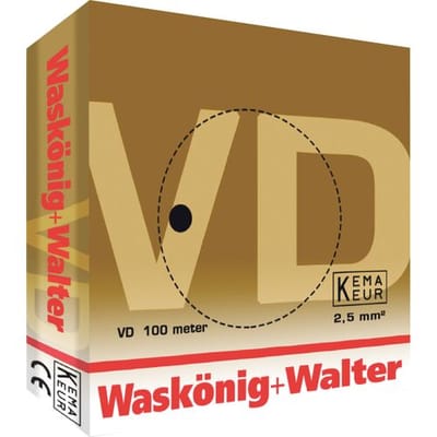 Waskönig+Walter VD draad (H07V-U) 2.5mm² bruin Eca - per rol 100 meter (769964)