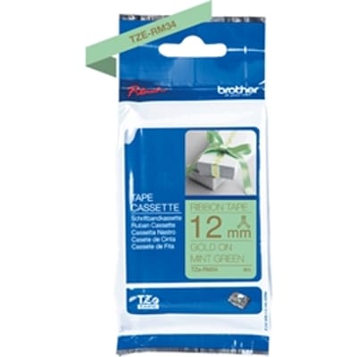 Brother TZe-RM34 tape goud op mintgroen 12 mm (origineel)