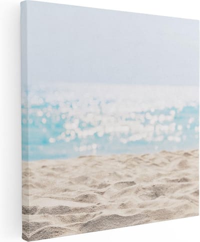 Artaza Canvas Schilderij Strand En Zee - 80x80 cm - Wanddecoratie Zeezicht - Muurdecoratie Strand - Decoratie Zee