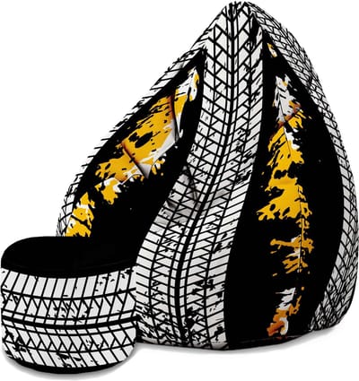 DreamRoots Oxford Zitzak voor Volwassenen – Luxe Beanbag met Voetsteun en Afneembare Hoes – Inclusief Vulling – 80x80x120 cm - Tire Marks