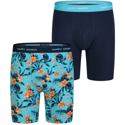 Happy Shorts Heren Boxershorts Met Lange Pijpen Boxer Briefs Flower Print 2-Pack - Maat M