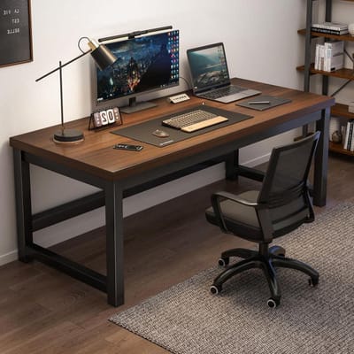 Computerbureau - Werktafel Studietafel - Thuiswerken Studeren - Stevig Stalen Frame - 145 cm breed - Eiken
