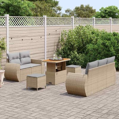 vidaXL - Tuinbank - Set - 8 - st - 5-Aantal - zitplaatsen - Beige - en - Lichtgrijs