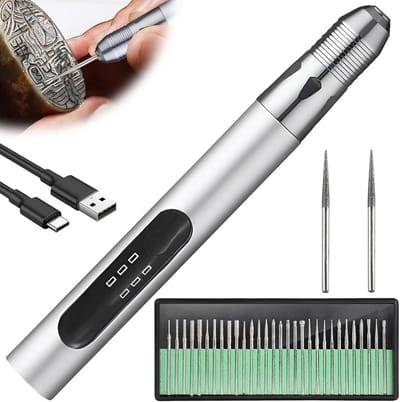 Elektrische graveerpen met accessoires - herlaadbare mini-graveermachine voor hout, glas en metaal