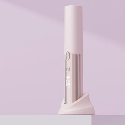 Draadloze stijltang — Temperatuurregeling met 4 standen — Verwarmde stijltang — Met temperatuur- en batterijweergave — Ontworpen voor vrouwen — Ideaal voor op reis, strandvakanties, hotels, thuis en in de salon — Roze