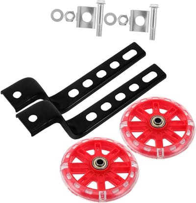 Kinder Fiets Stabilisatoren - Hulpwielen Fiets - Veilig Leren Fietsen - Zelfnivellerend Ontwerp - 29 x 11.5 cm - Rood