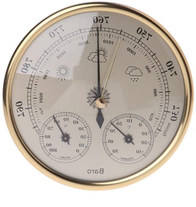 Weerstation Thuis - Barometer Hygrometer - Weer Voorspellen - Drie-in-één Functie - 13 cm Diameter - Goud