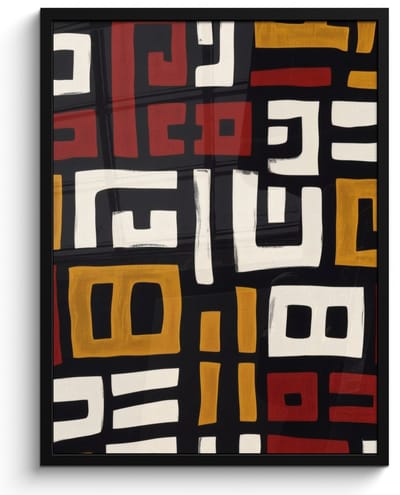 Poster in lijst - Fotolijst 50x70 cm - Posters - Abstract - Patroon - Rood - Posterlijst zwart - Decoratie - Wanddecoratie woonkamer - Muurdecoratie slaapkamer
